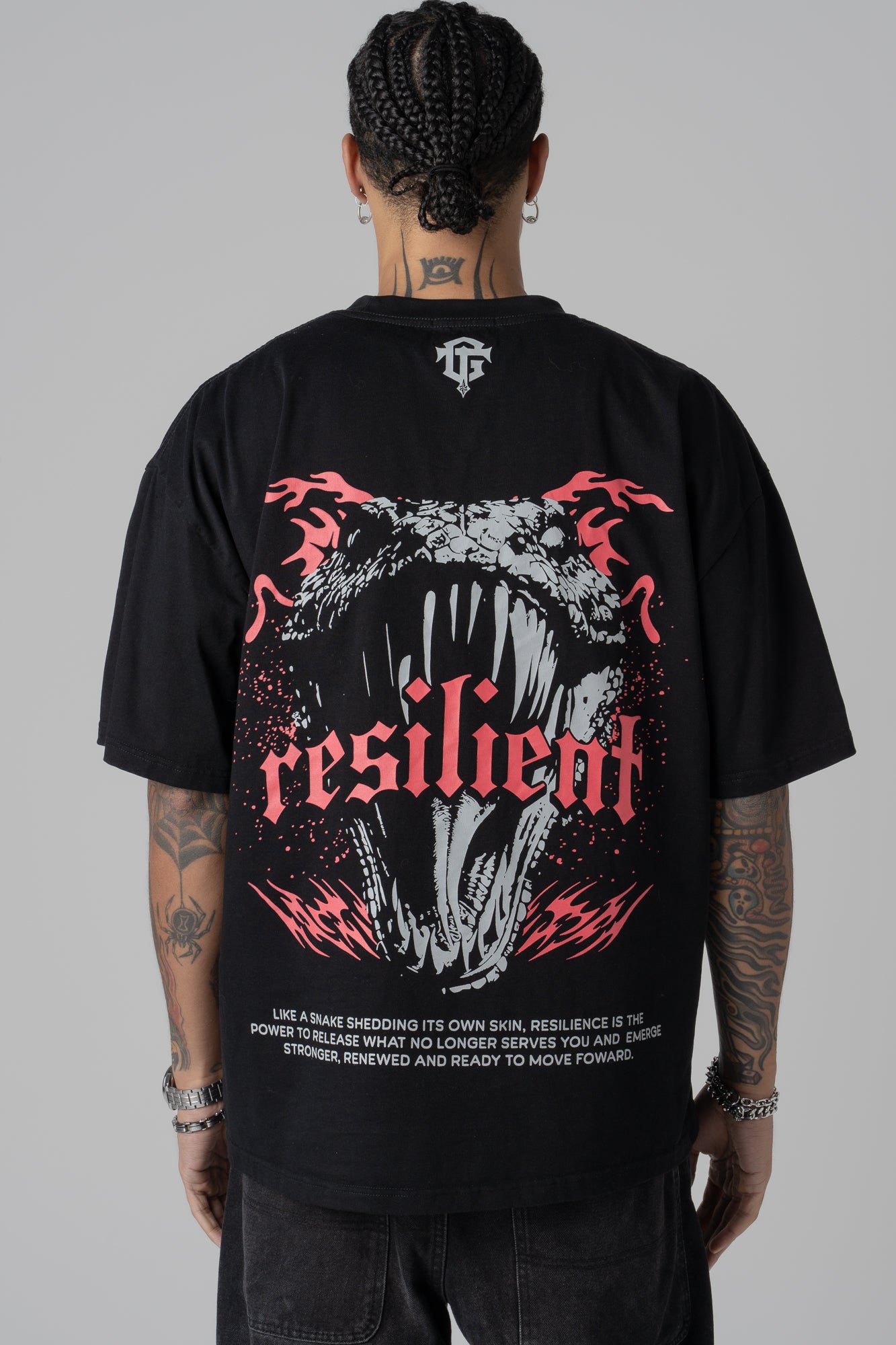 Snake Oversized Tee - Black