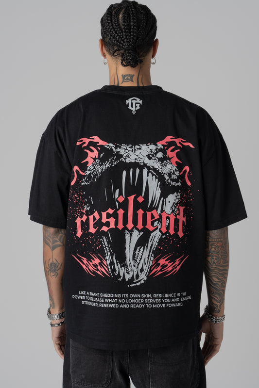 Snake Oversized Tee - Black