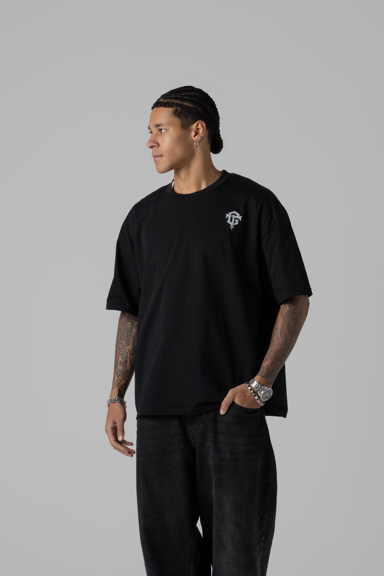Snake Oversized Tee - Black