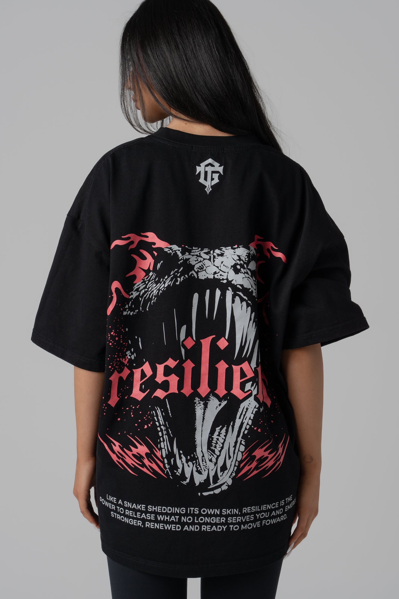 Snake Oversized Tee - Black