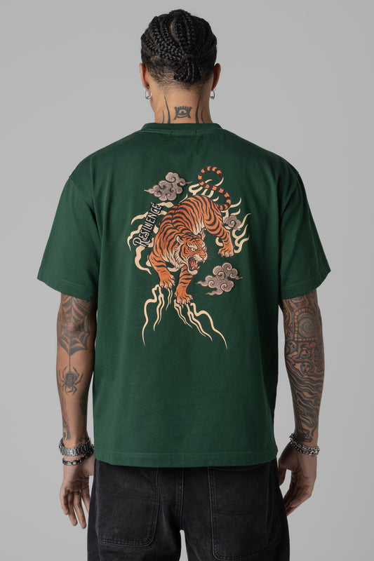 Tiger Oversized Tee – Emerald Green