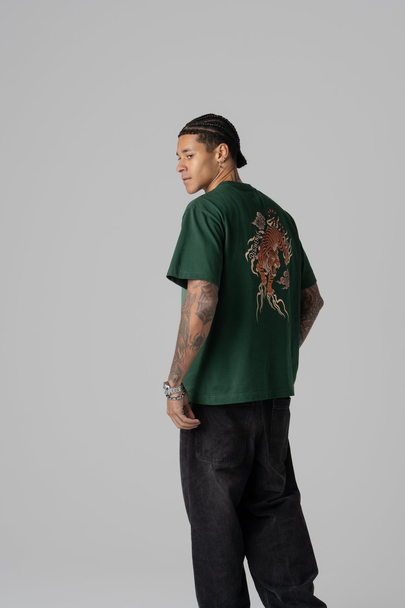 Tiger Oversized Tee – Emerald Green