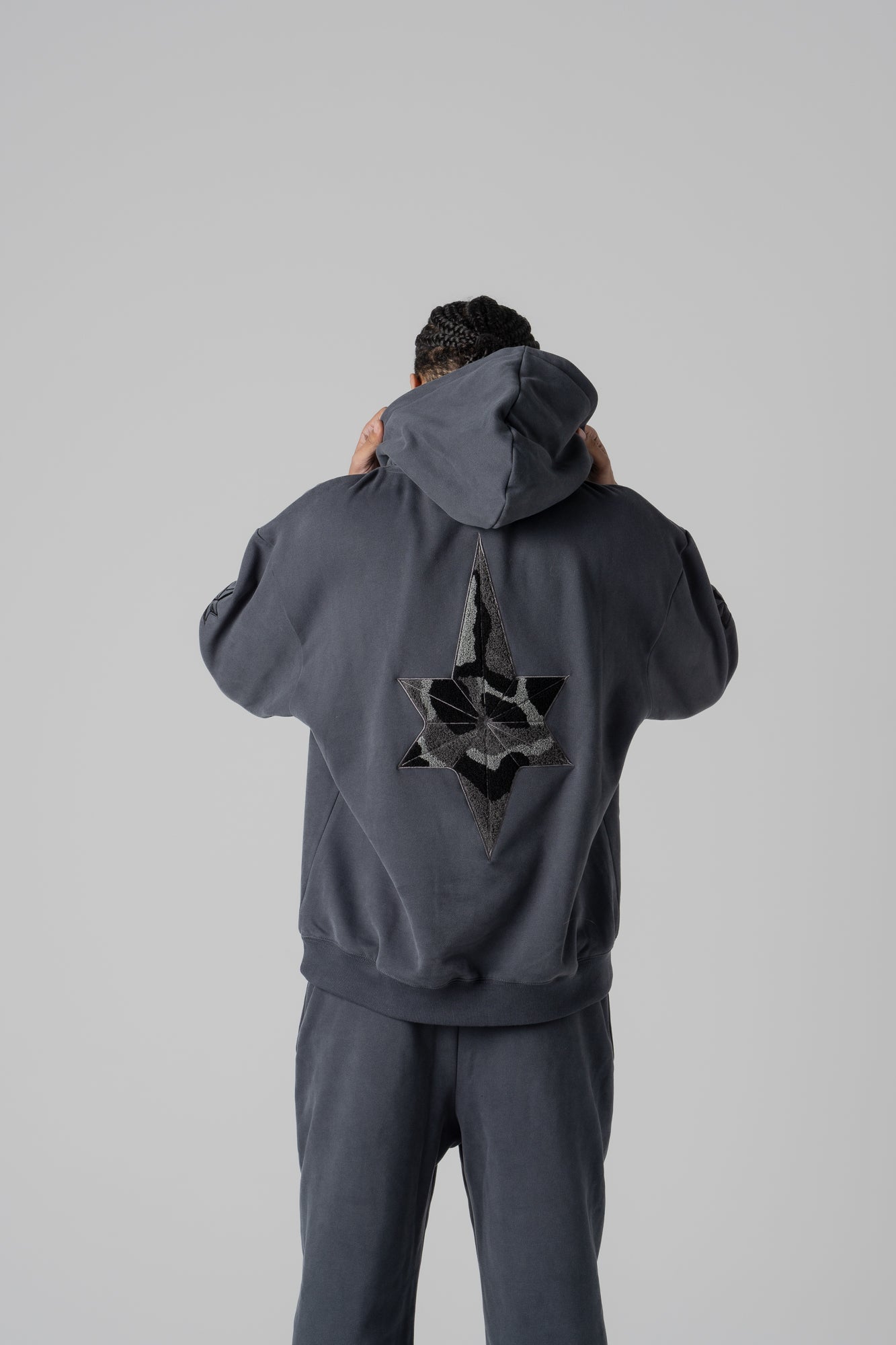 The OG Chenille Star Hoodie - Charcoal Grey