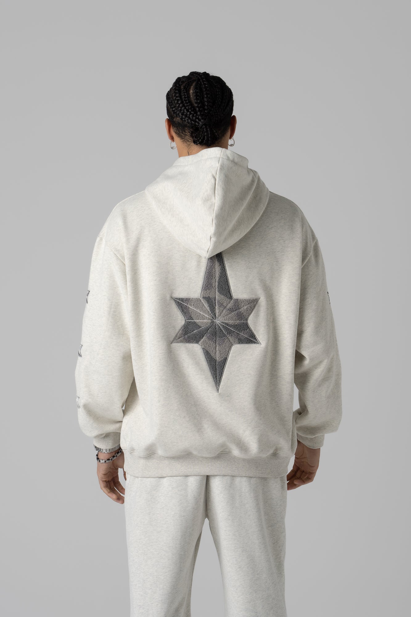 The OG Chenille Star Hoodie - Light Grey blend