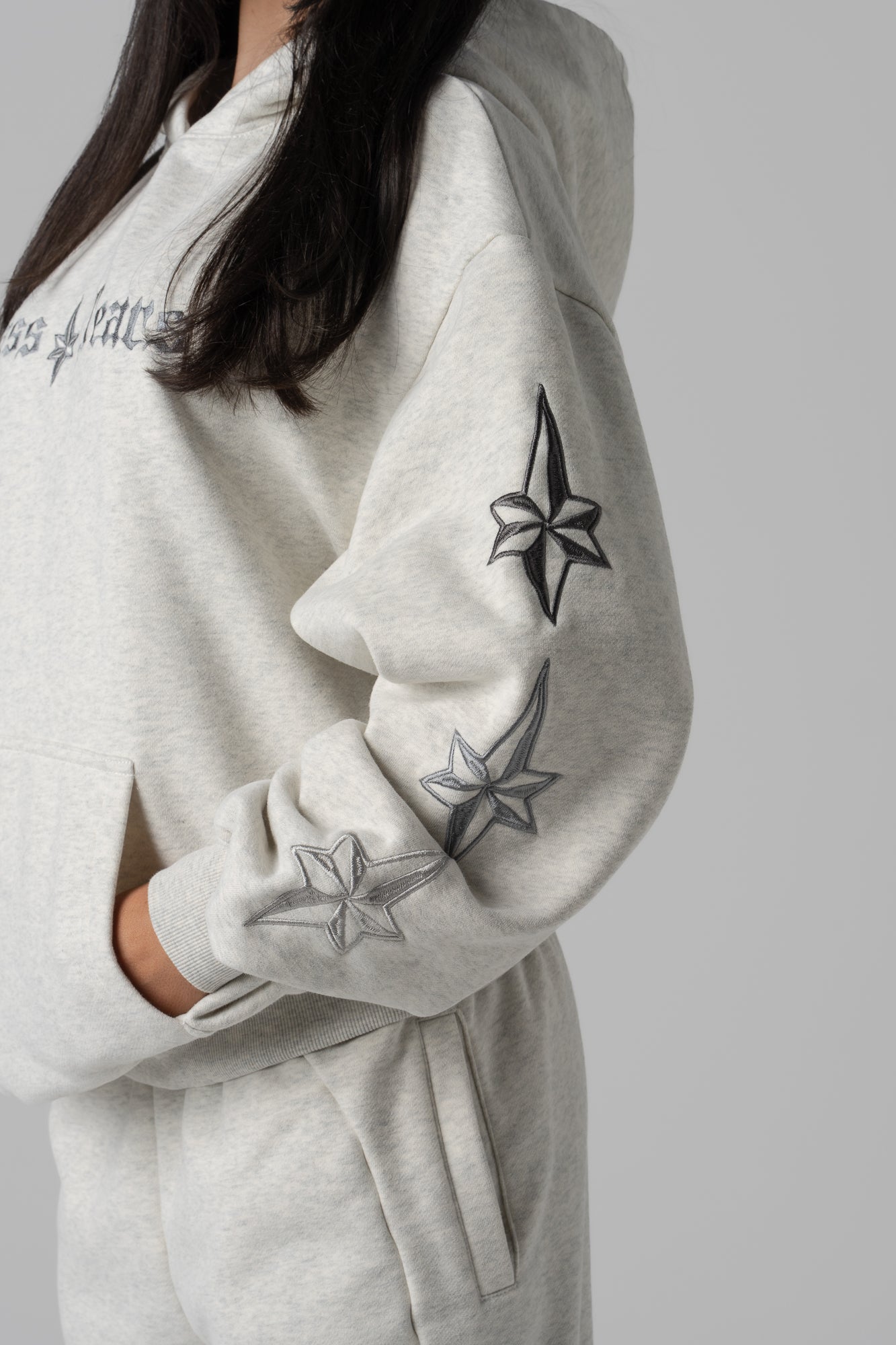 The OG Chenille Star Hoodie - Light Grey blend