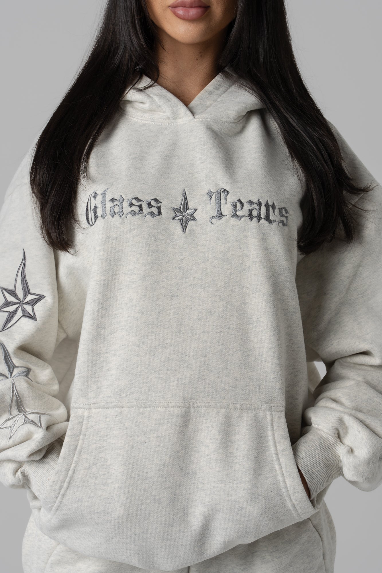 The OG Chenille Star Hoodie - Light Grey blend