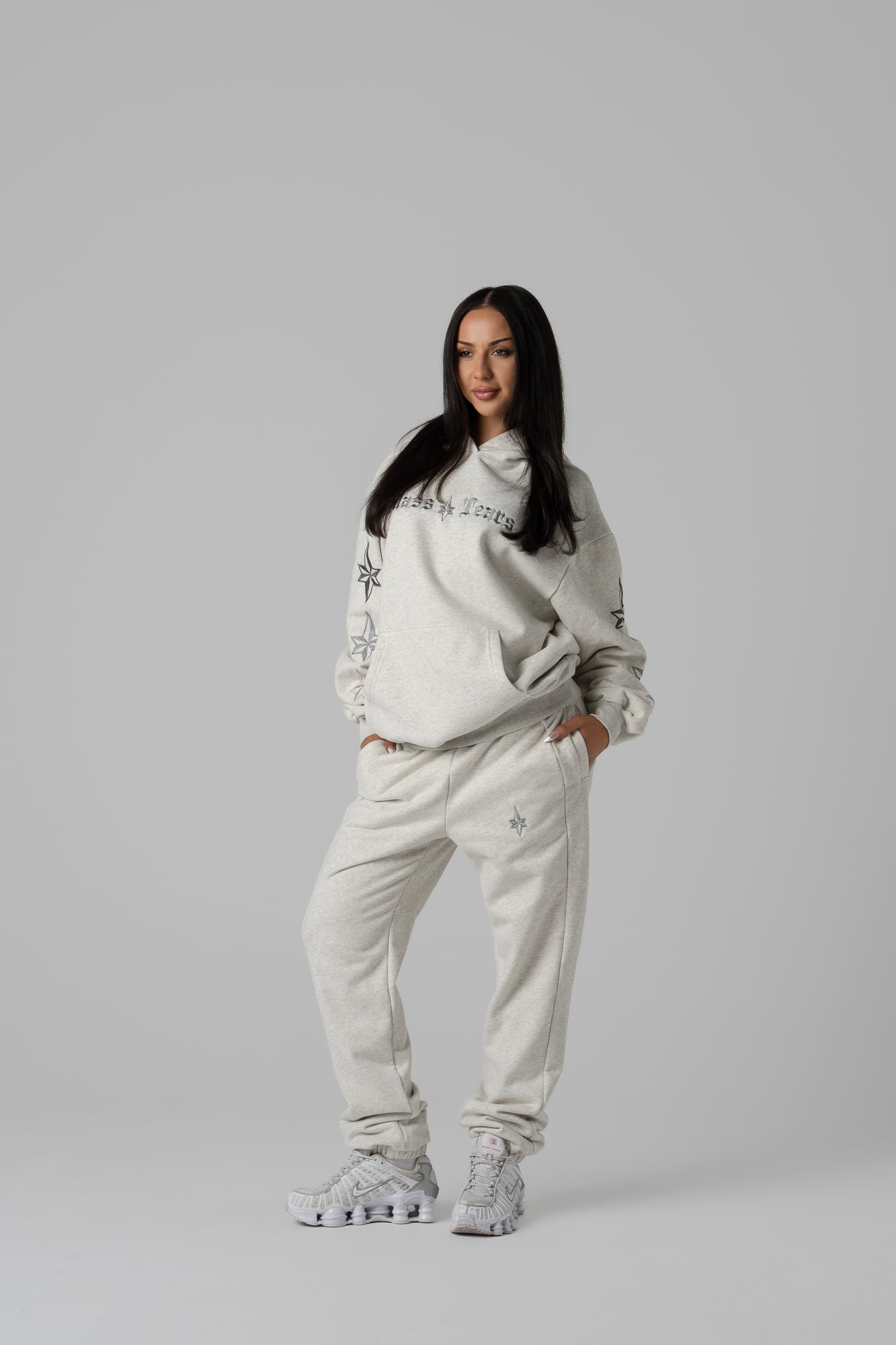 The OG Chenille Star Hoodie - Light Grey blend